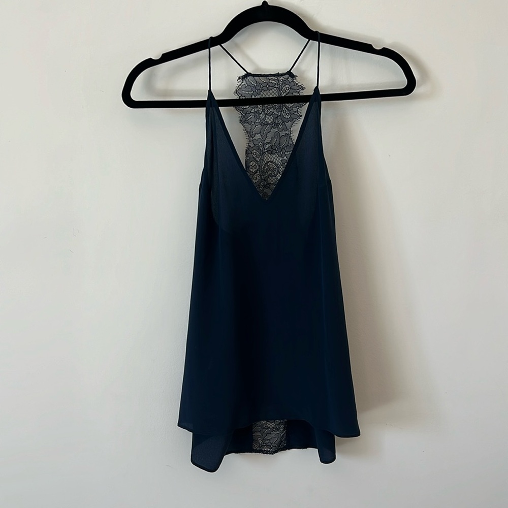 Cali NYC silk lace navy cami sz XSmall.